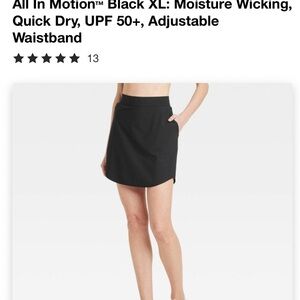 All In Motion Black Mini Skort for Athletic Wear NWT
